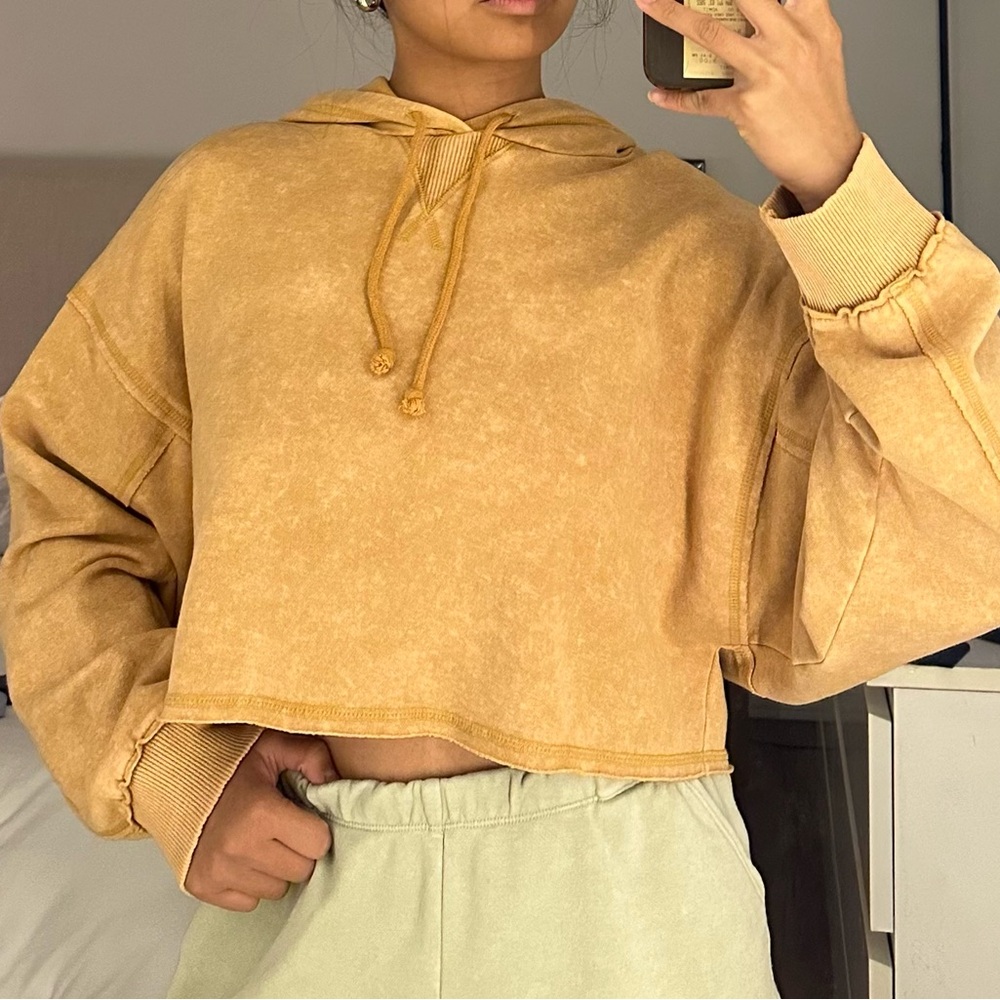 Aeropostale Yellow Cropped Hoodie